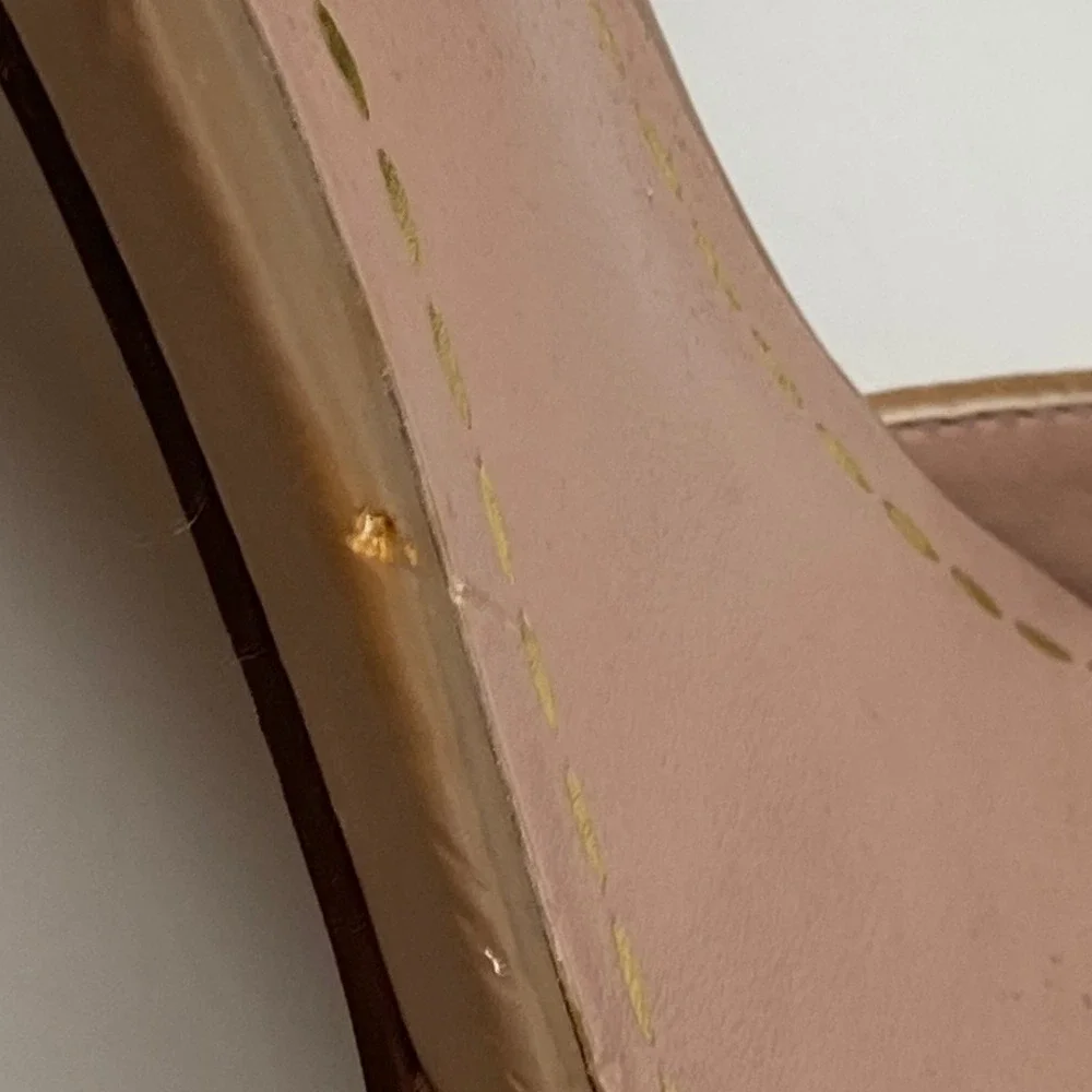 Enzo Angiolini Gabrino d'Orsay Pumps Tan Gold Leather Metallic Kitten Heel 6.5M